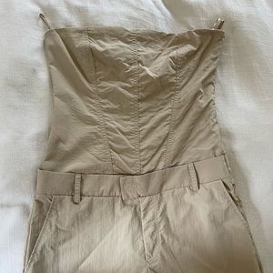 Zara Beige Cargo Jumpsuit Size Small
